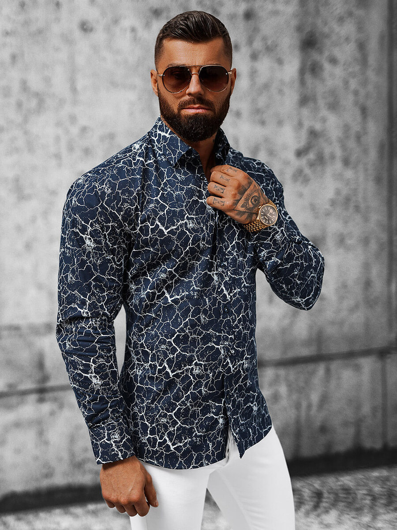 Koszula męska granatowa OZONEE O/V04