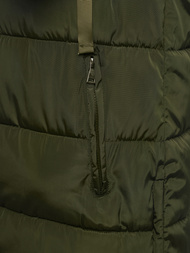 Kamizelka damska długa pikowana z kapturem zielona OZONEE O/81276