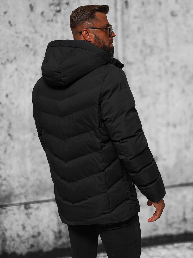 Kurtka zimowa męska pikowana czarna OZONEE JS/5M3135/392