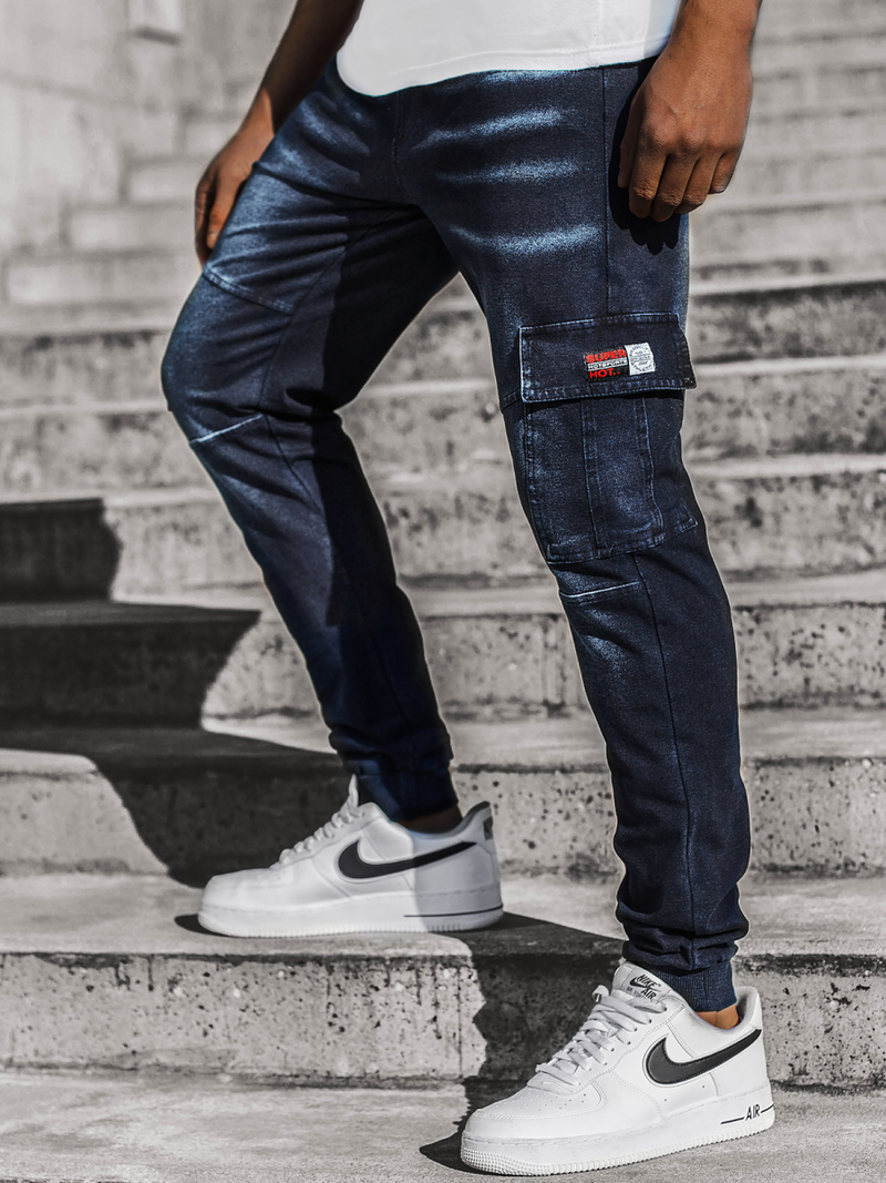 Штани чоловічі джоггери синьо-червоний OZONEE JS/KK1096