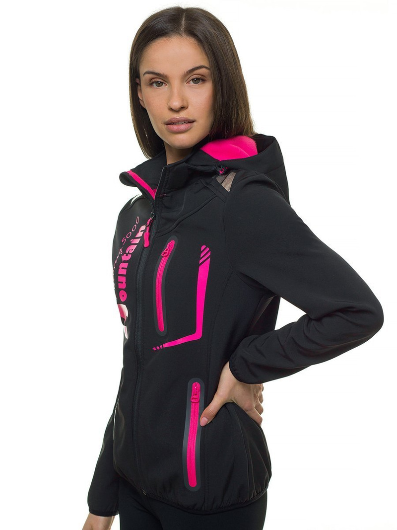 Kurtka softshell damska z kapturem czarna OZONEE JS/HH030/1