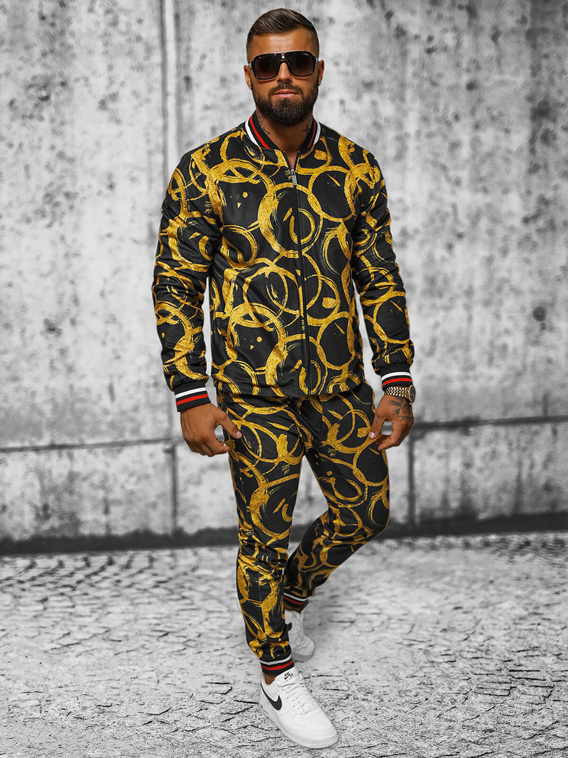 Чоловічий комплект - піджак та штани чінос золотий OZONEE O/5554/21Z