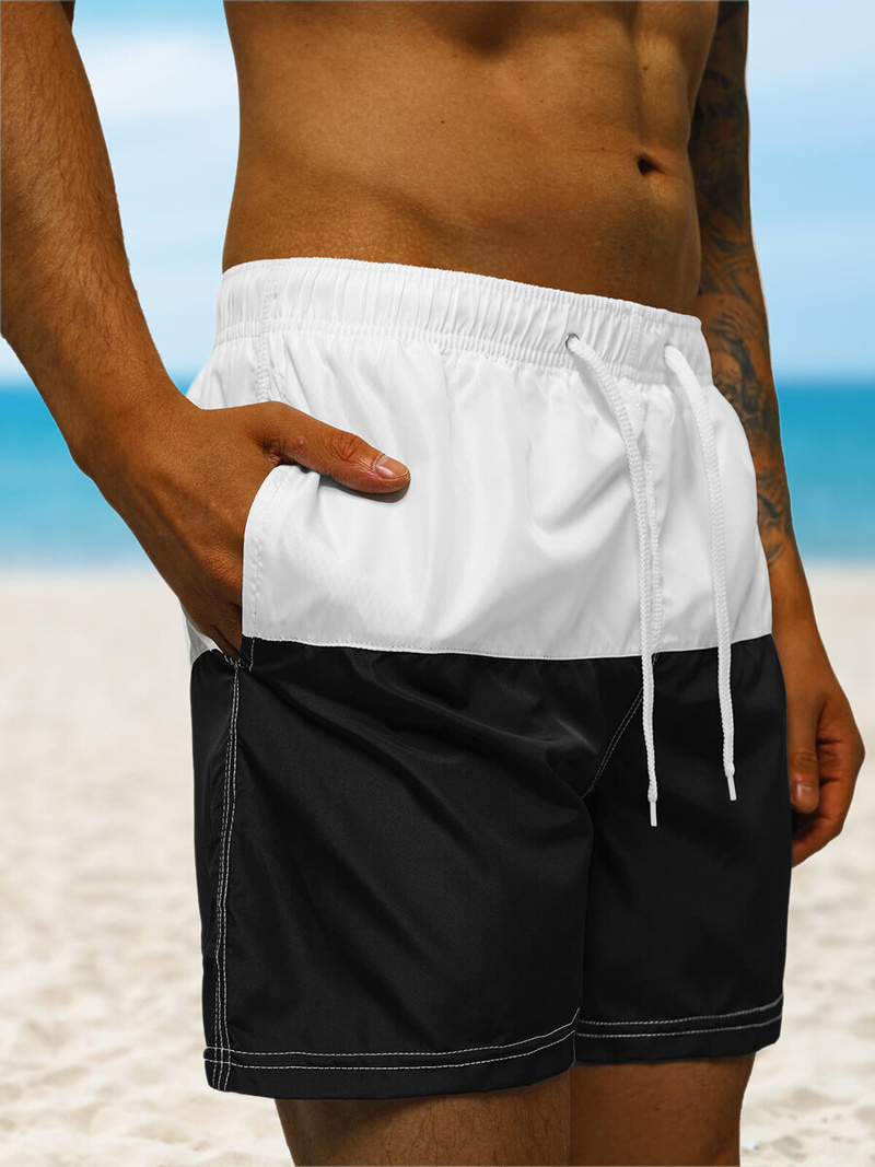 Spodenki kąpielowe męskie biało-czarne OZONEE JS/HM059