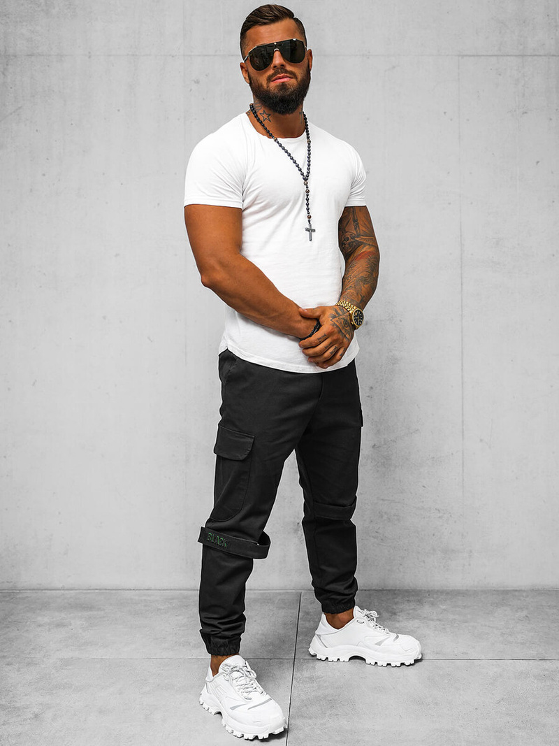 Spodnie męskie chino joggery czarne OZONEE O/G3014Z