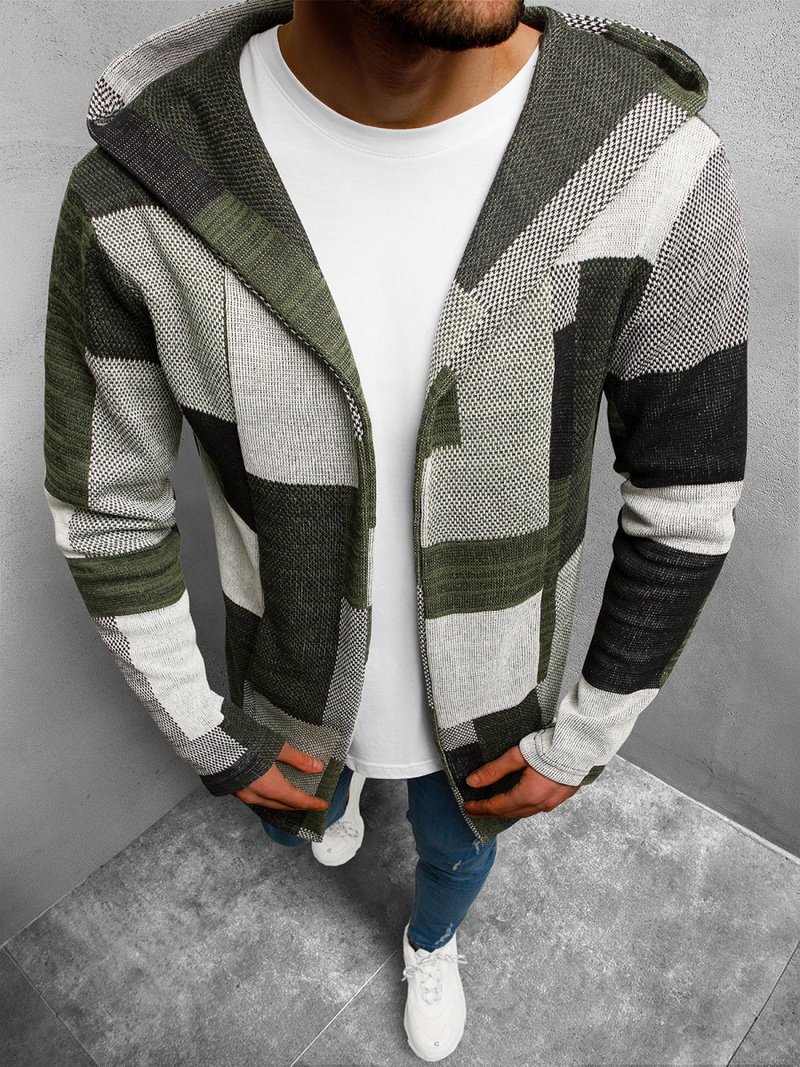 Bluza męska z kapturem zielona OZONEE N/3501Z