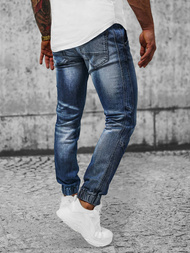 Spodnie jeansowe joggery męskie ciemno-niebieskie OZONEE NB/MP0118BS