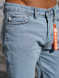 Spodnie jeansowe joggery męskie niebieskie OZONEE DO/6106