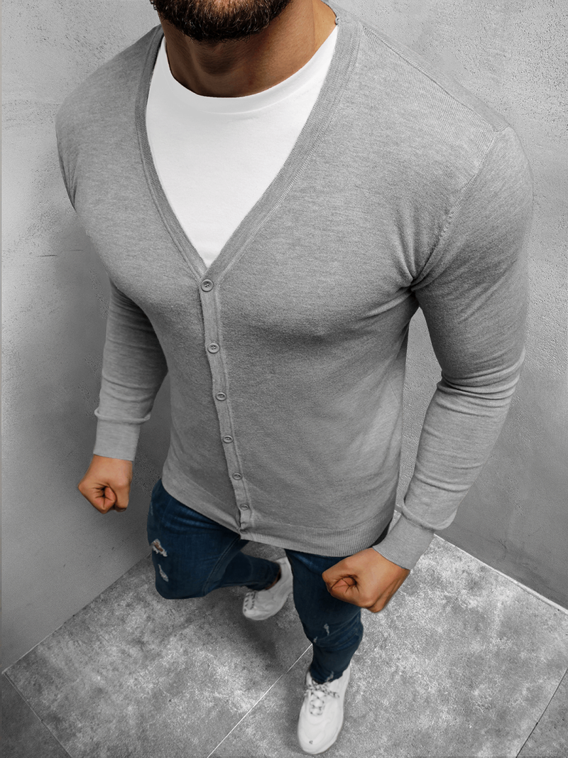 Sweter męski kardigan szary OZONEE TMK/YY06/3Z