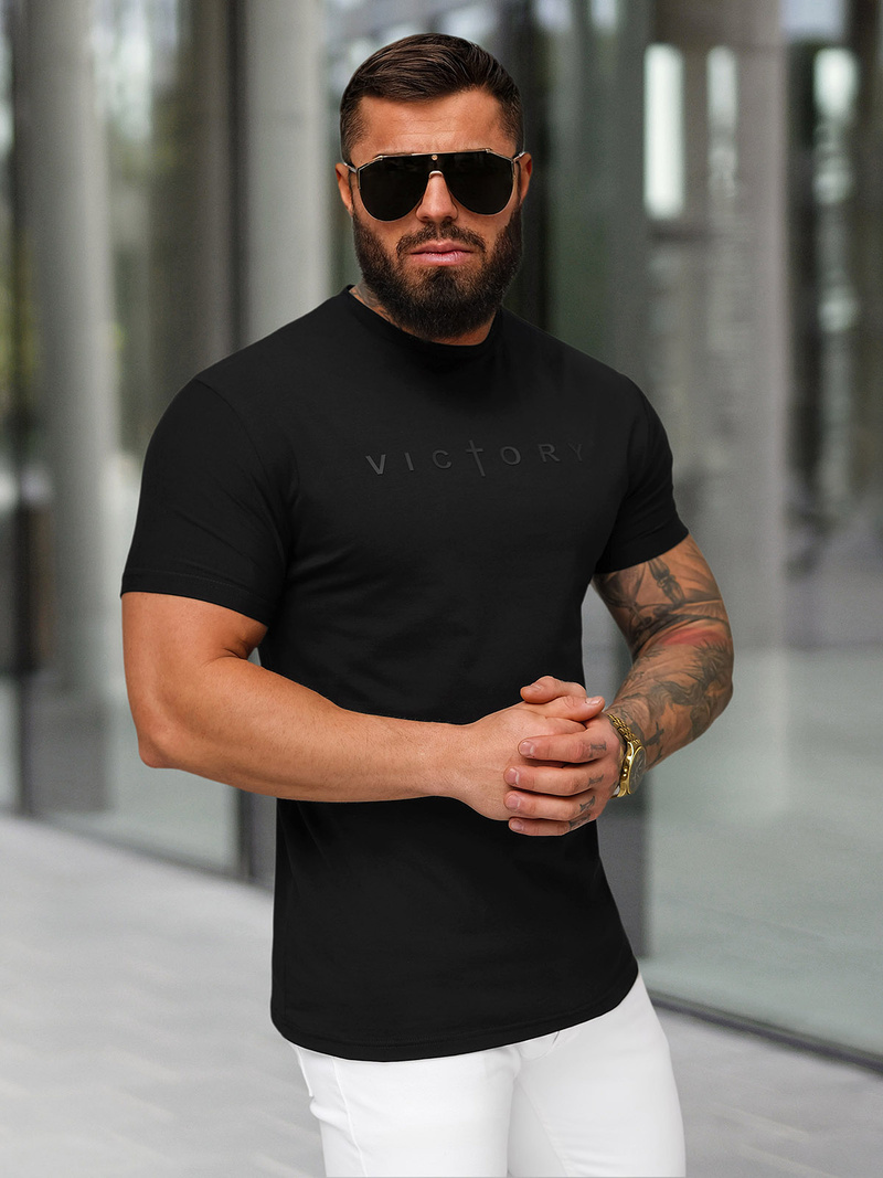 T-shirt męski slim fit czarny OZONEE NB/MT3138