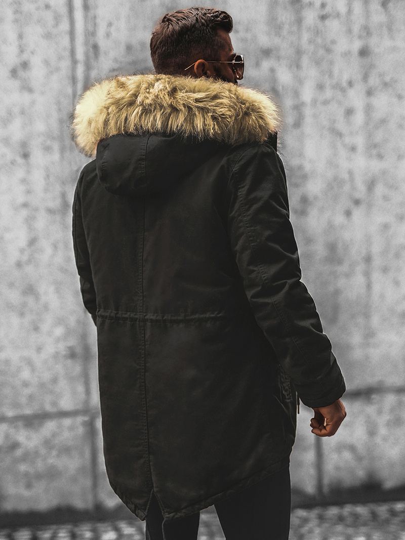 Kurtka zimowa męska z futerkiem czarna OZONEE O/5578