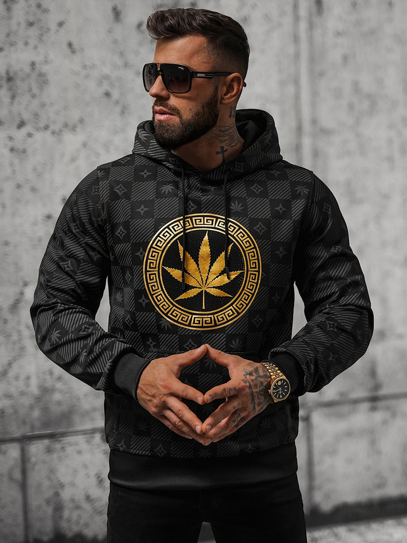 Bluza z kapturem męska czarna OZONEE O/B265