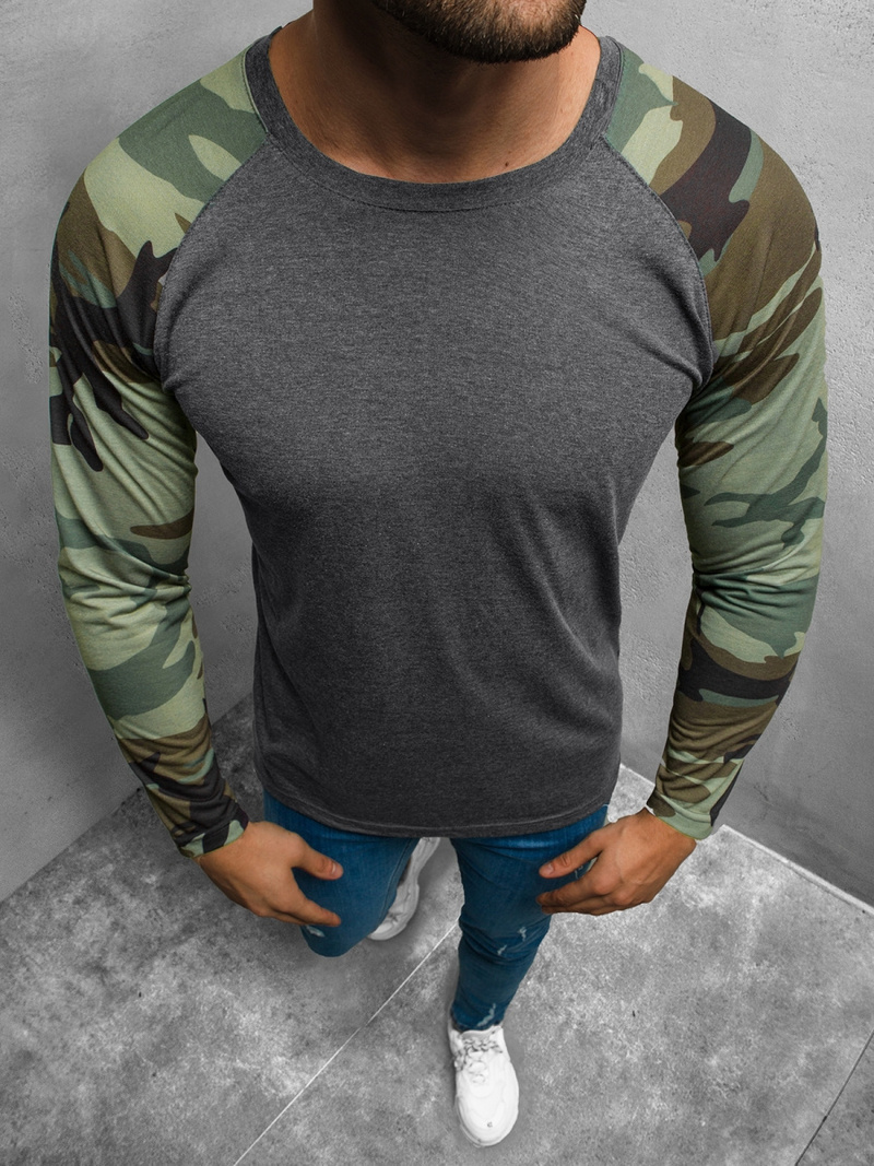 Longsleeve męski grafitowy-moro OZONEE O/1218