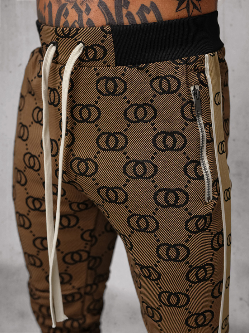 Komplet dresowy męski ciemno-beżowy OZONEE O/FF5053AB