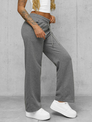 Spodnie dresowe damskie z szeroką nogawką grafitowe OZONEE JS/92K508/5