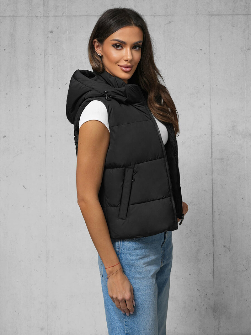 Стьобаний жіночий жилет Чорна OZONEE JS/16M9112/392