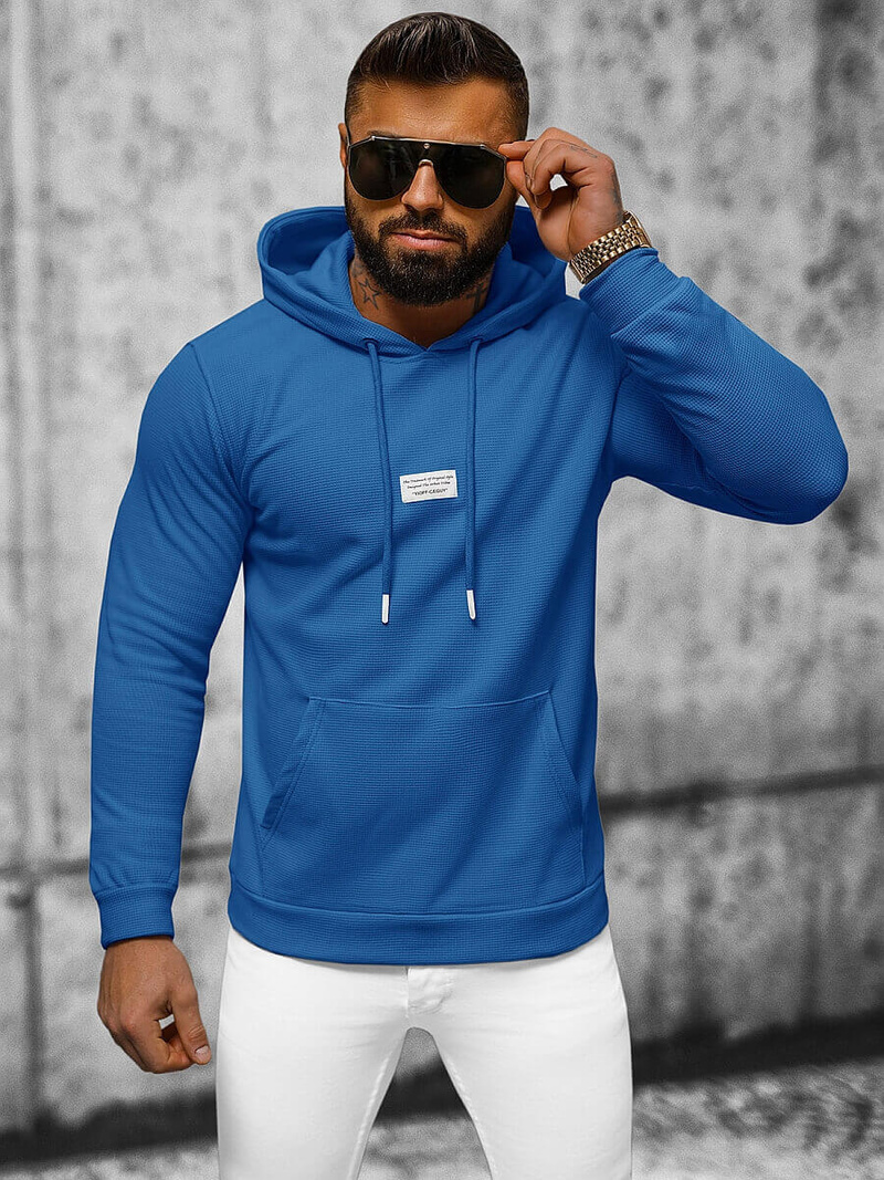 Bluza z kapturem męska niebieska OZONEE O/TB2216