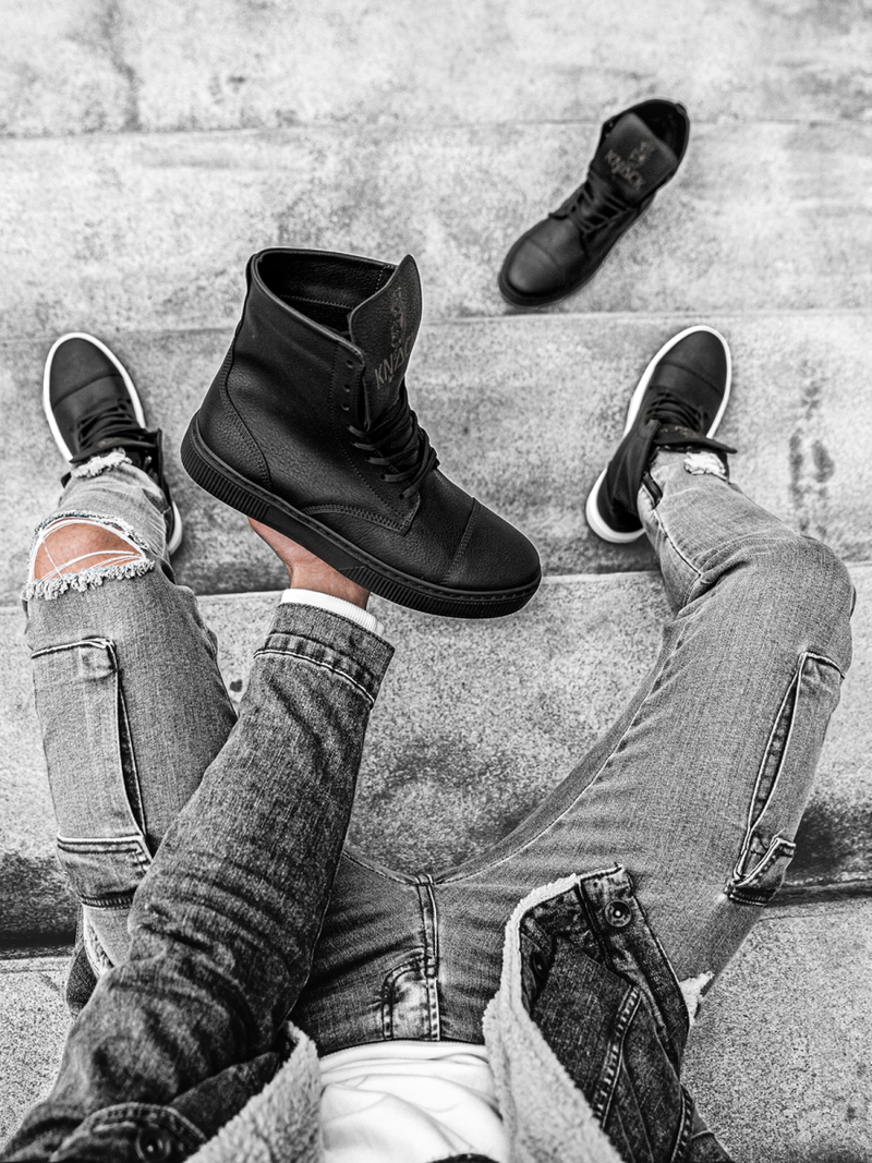 Sneakersy wysokie czarne OZONEE KN/022