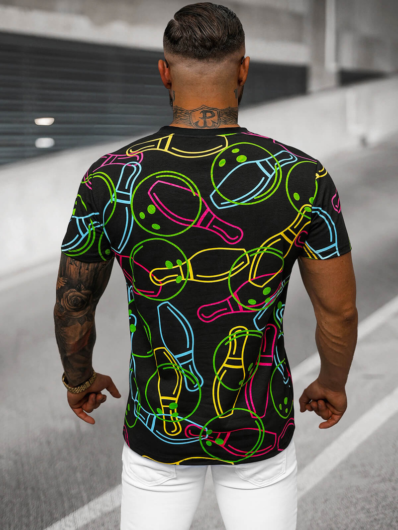 T-shirt męski czarny OZONEE O/T1272/3