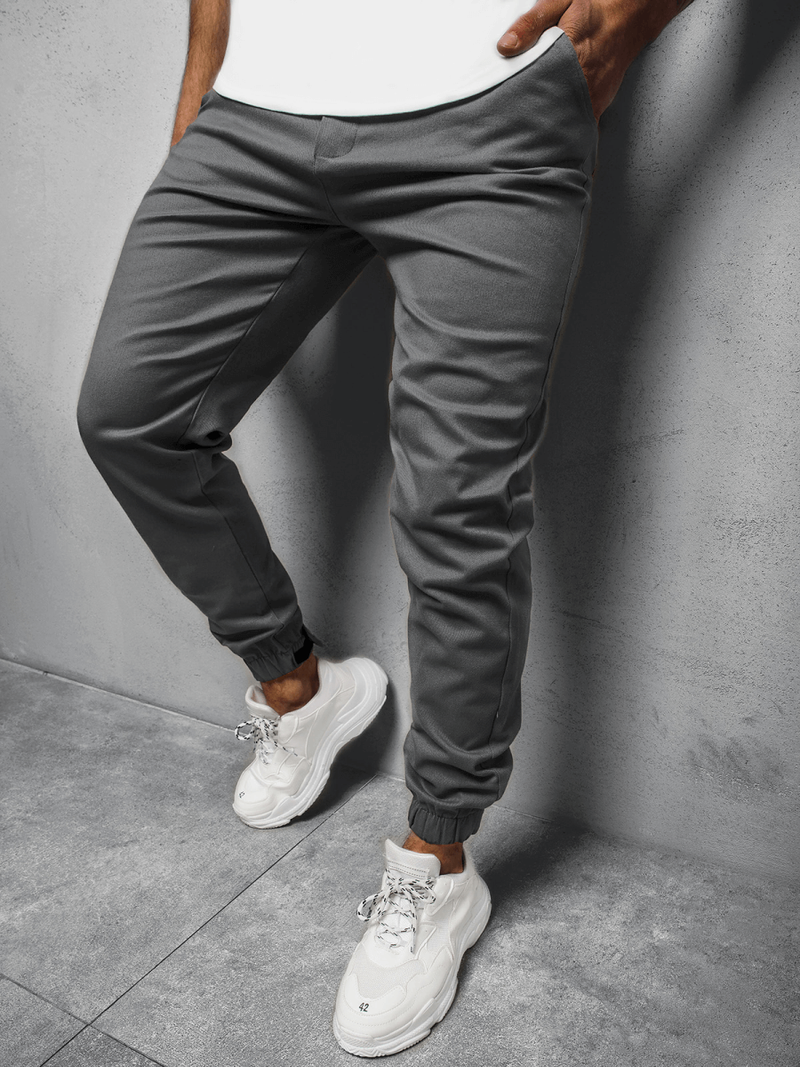 Spodnie męskie chino joggery szare OZONEE C/109