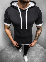 T-Shirt z kapturem męski grafitowy OZONEE O/1273Z