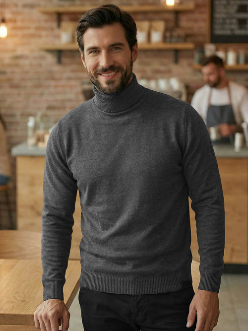 Sweter męski golf grafitowy OZONEE JS/59B3603/5