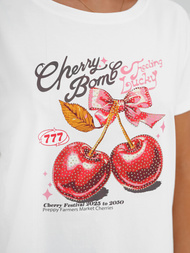 T-shirt damski z nadrukiem biały OZONEE JS/95T2568/1