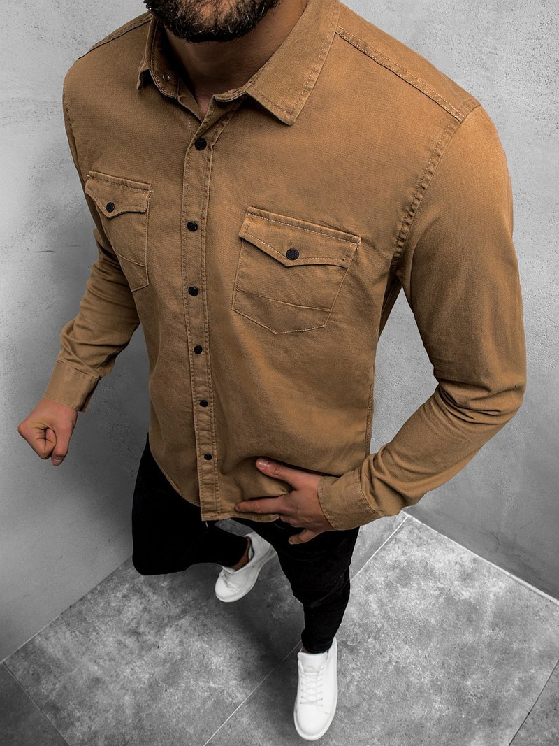 Сорочка чоловіча Бежева OZONEE O/3360Z