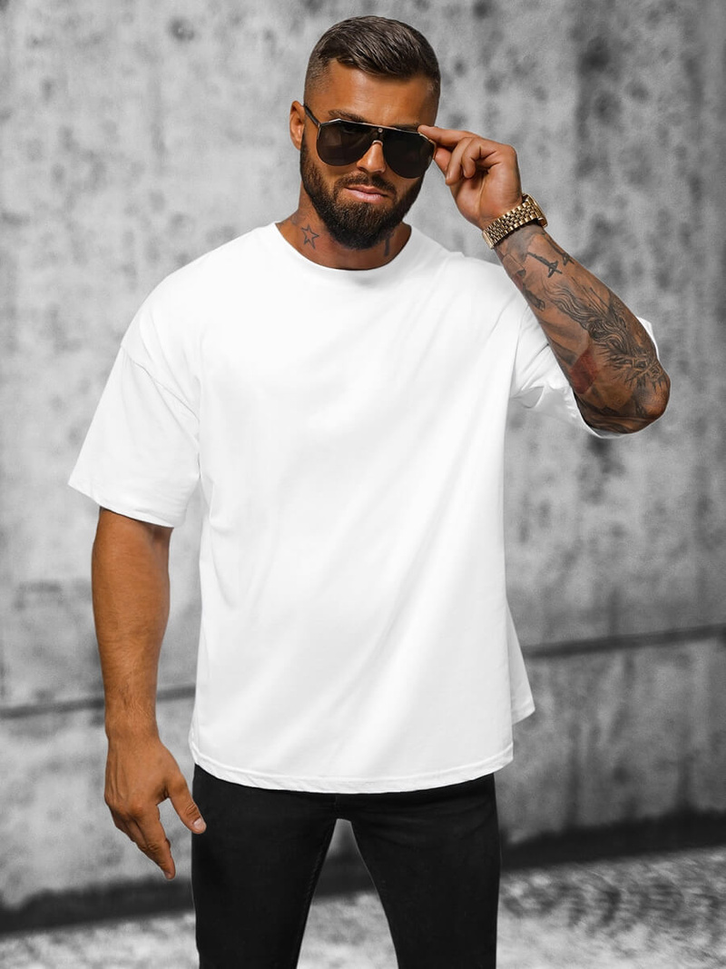 T-shirt męski oversize biały OZONEE O/3436