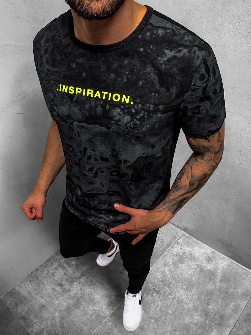 T-Shirt męski czarny OZONEE JS/SS10928Z