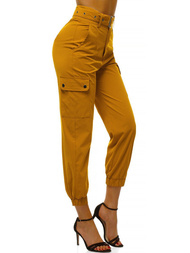 Spodnie damskie joggersy żółte OZONEE O/HM001