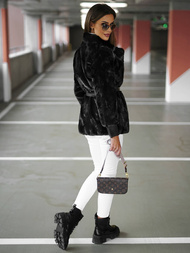 Kurtka zimowa damska z futerkiem czarna OZONEE JS/11Z8075Z