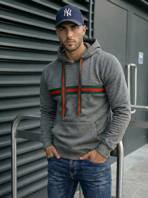 Bluza z kapturem męska grafitowa OZONEE JS/8B1735/5Z