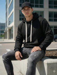 Bluza z kapturem męska czarna OZONEE O/3C577