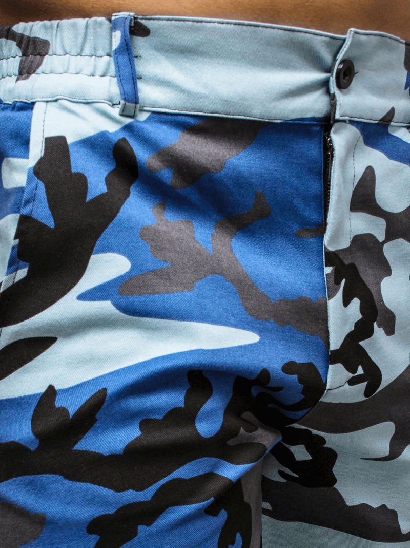 Spodnie męskie chino joggery niebiesko-czarne OZONEE C/109