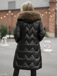 Kurtka zimowa damska z futerkiem czarna OZONEE O/5M3229/392Z