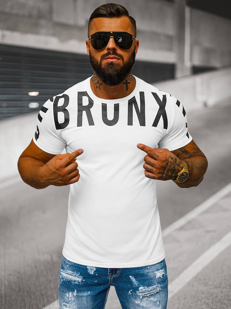 T-shirt męski biały OZONEE O/8T1265/1