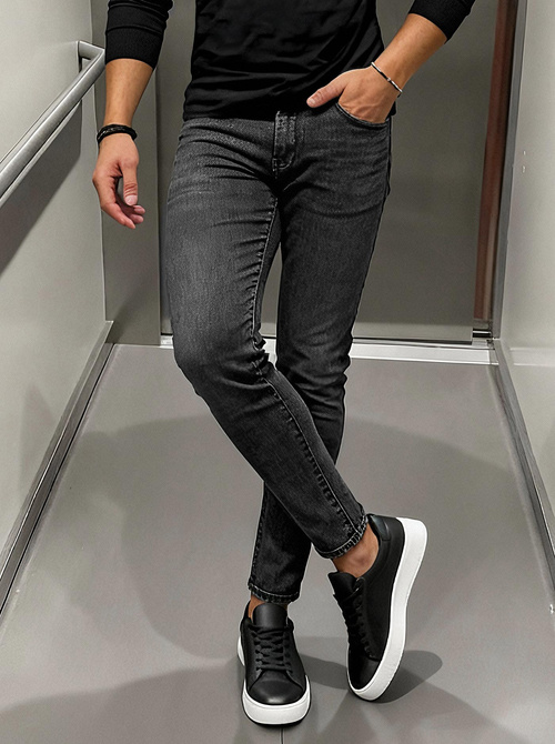 Spodnie jeansowe męskie slim fit czarne OZONEE O/JK2918Z