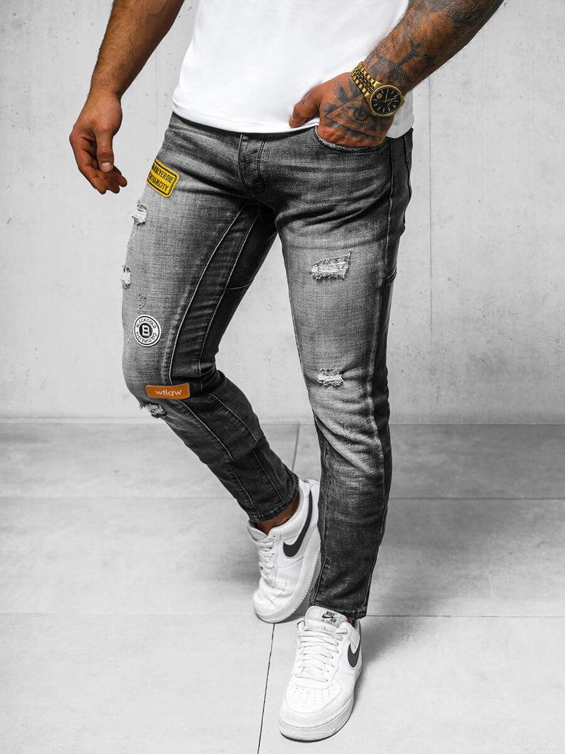 Spodnie jeansowe męskie czarne OZONEE NB/MP0047NZ