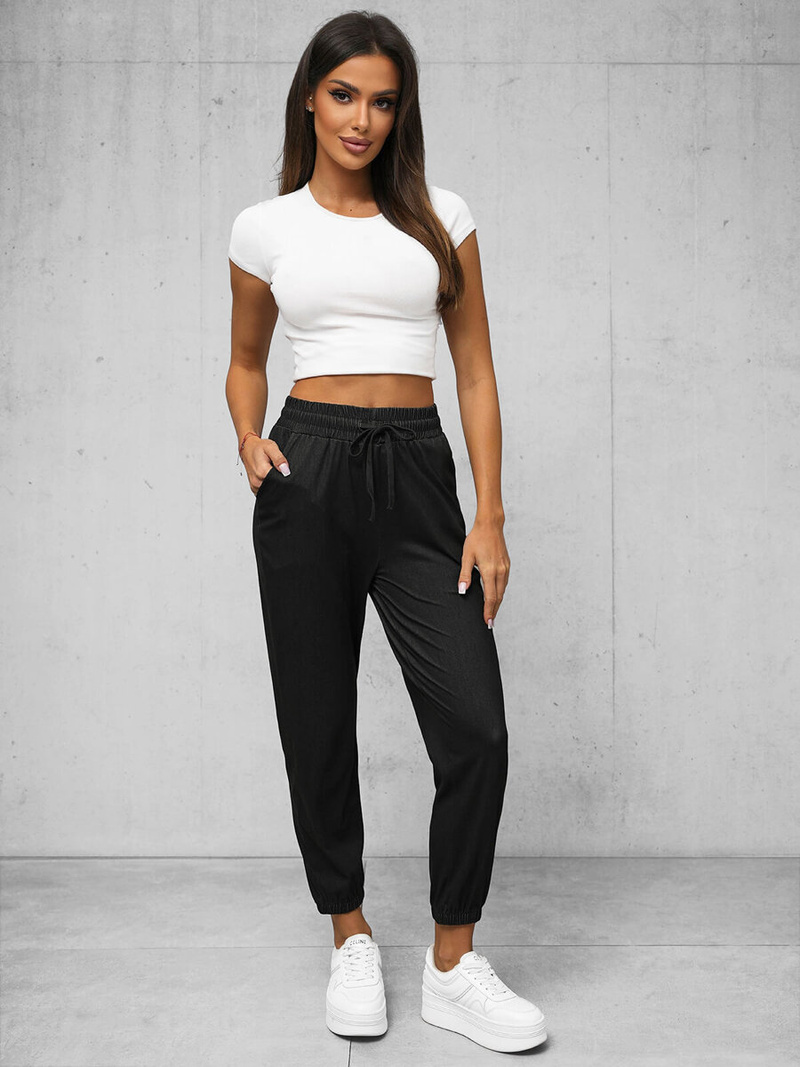 Spodnie damskie joggery czarne OZONEE O/HGM6608