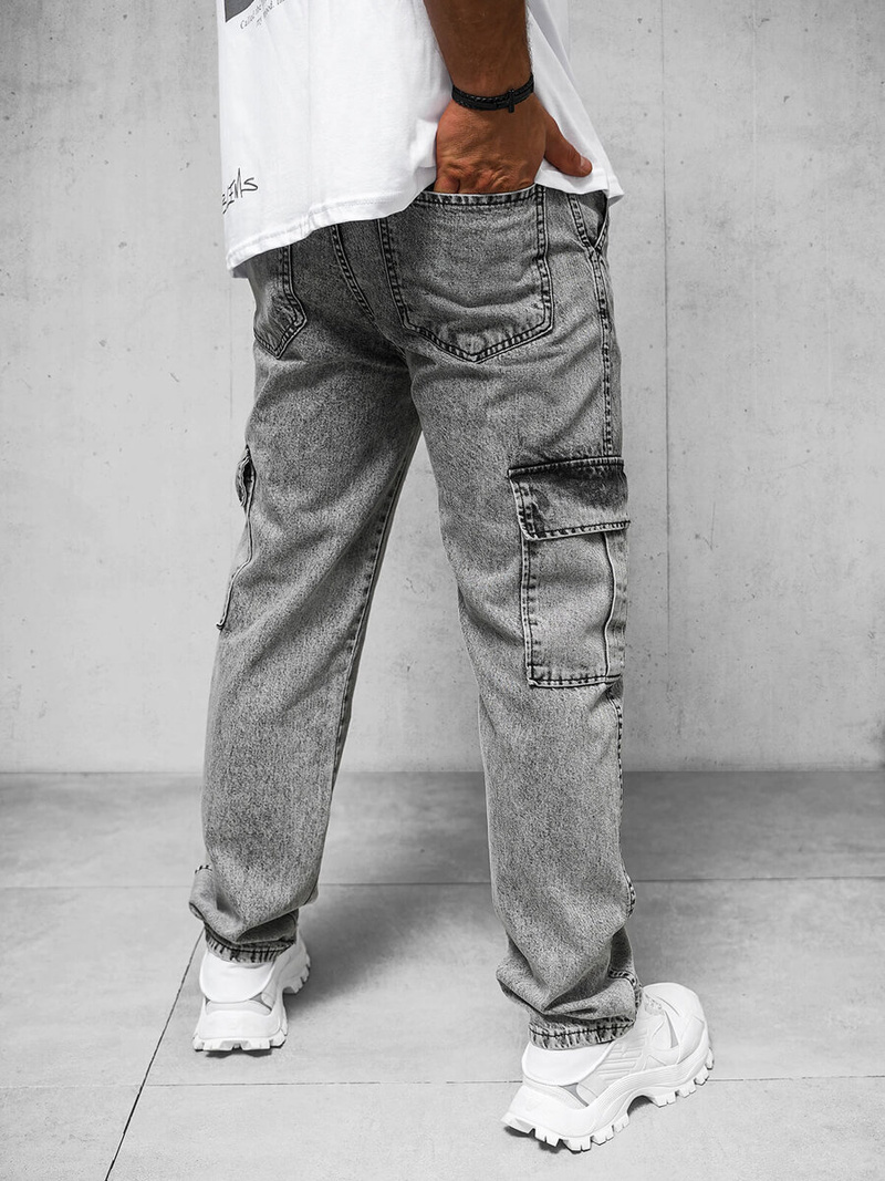 Spodnie jeansowe męskie wide leg szare OZONEE DO/4001