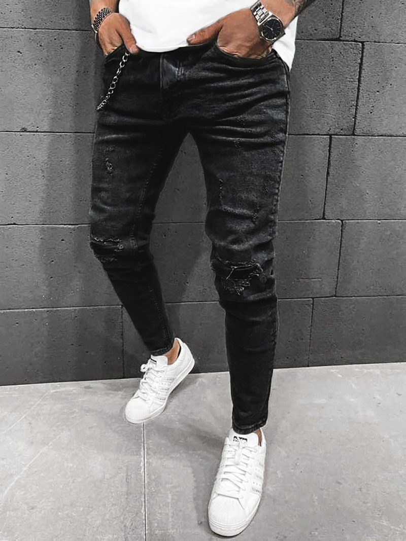 Spodnie jeansowe męskie czarne OZONEE O/B5948