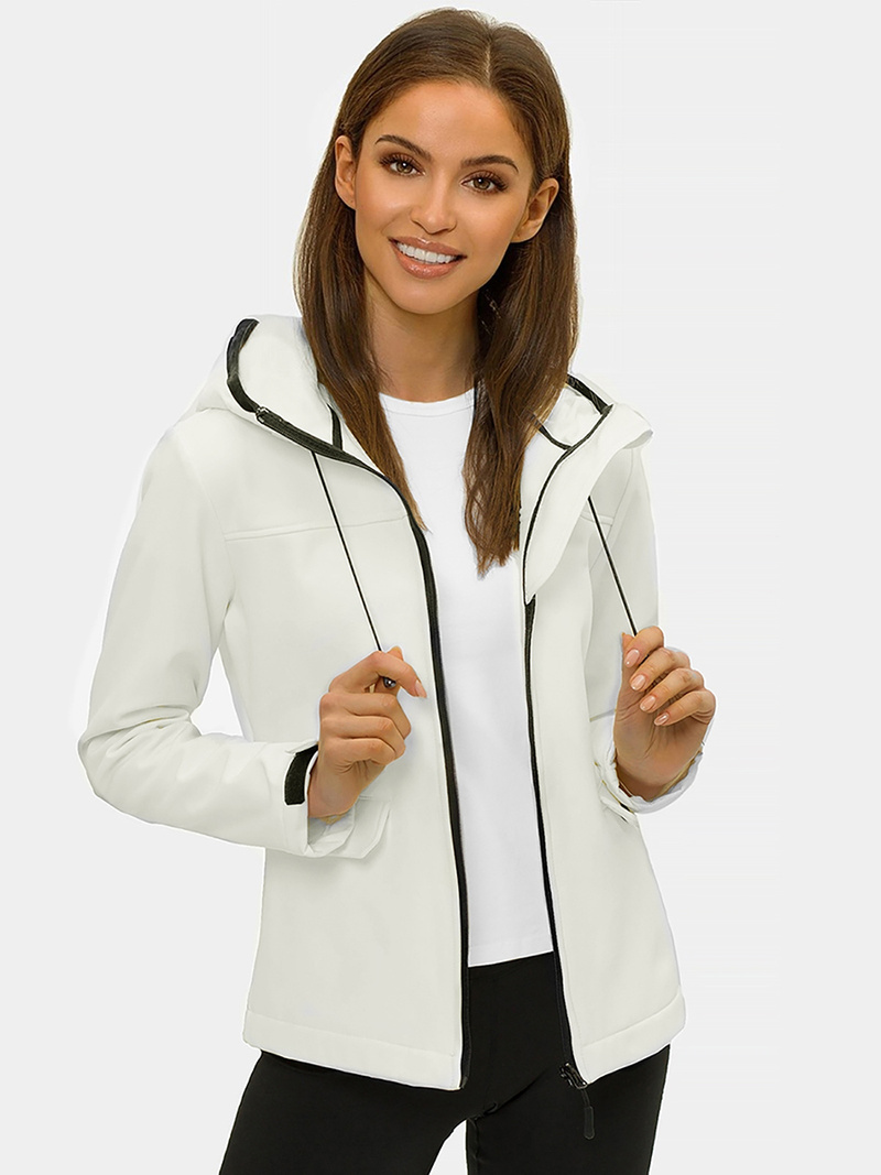Kurtka softshell damska z kapturem biała OZONEE JS/HD182/45