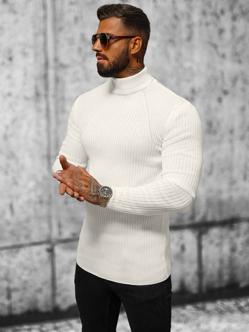 Sweter męski golf ecru OZONEE L/2533Z