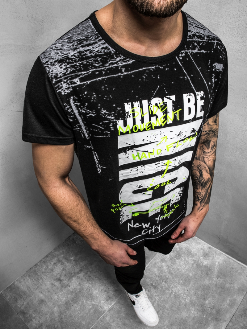 Футболка чоловіча Чорна OZONEE JS/KS1983Z