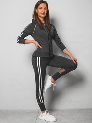 Komplet sportowy dwuczęściowy damski grafitowy OZONEE JS/HD070/2Z