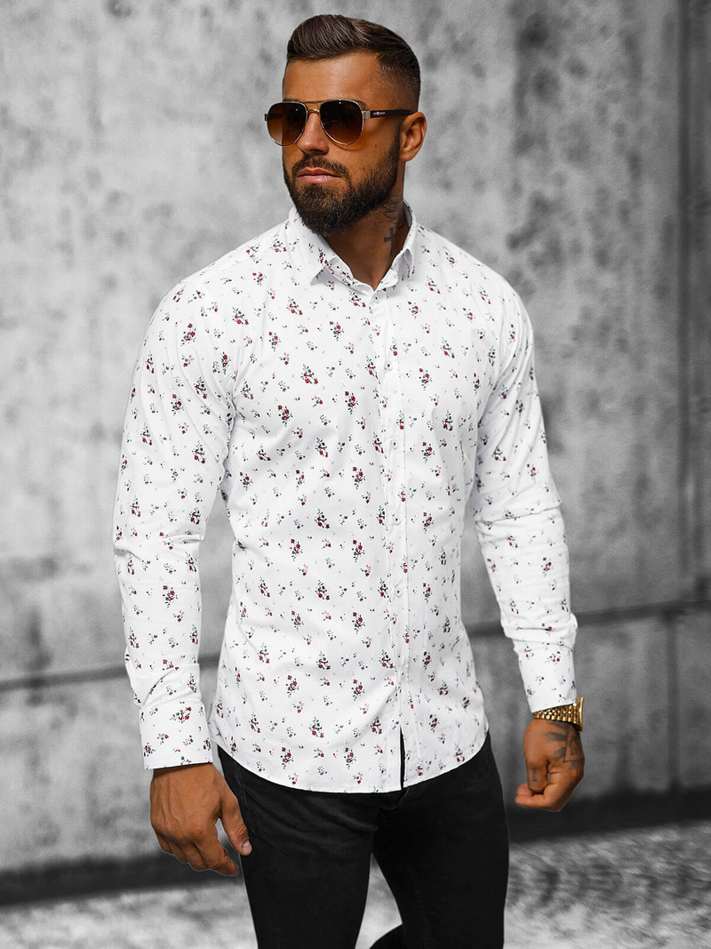 Класична сорочка чоловіча Бiла OZONEE O/V67