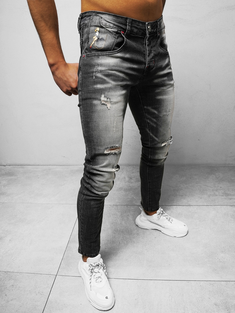 Spodnie jeansowe męskie czarne OZONEE NB/MP0024N