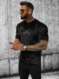 T-shirt męski welurowy czarny OZONEE O/P1064