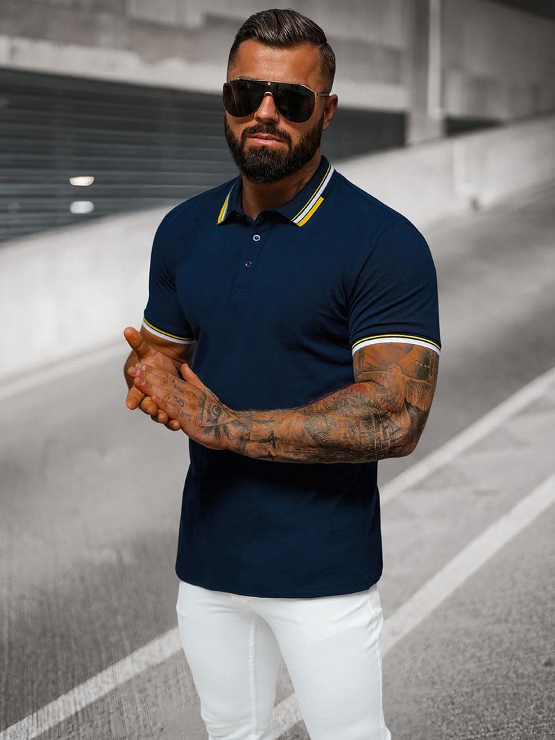 Koszulka męska polo granatowa OZONEE O/DA736