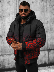 Kurtka zimowa męska pikowana czarno-czerwona OZONEE JS/27M8102